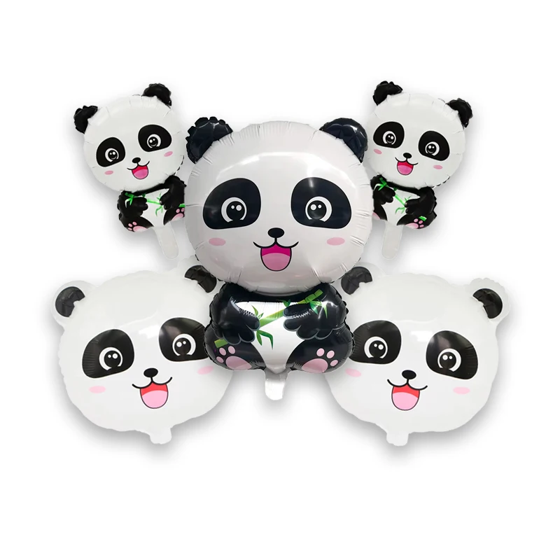 5Pcs Cartoon Panda Balloon Set Green Leaf Forest Theme Kids Birthday Party Decoration Eco-Friendly Kids Toys Balloons