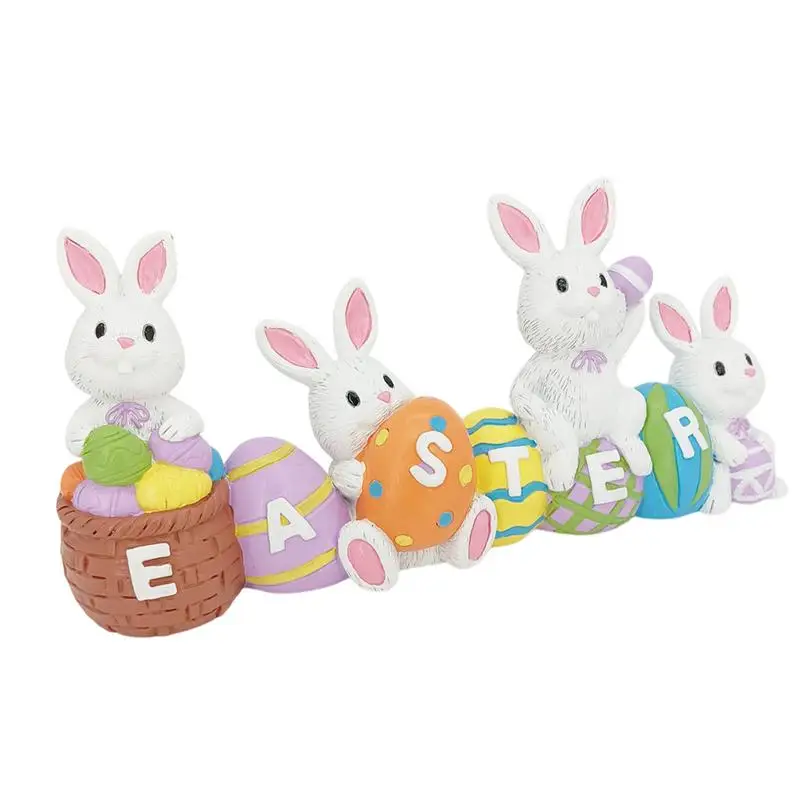 Estatuetas de coelhinho da páscoa decoração de mesa de páscoa estátua de coelho de resina estátuas de jardim decoração de coelho bonito para páscoa primavera casa jardim