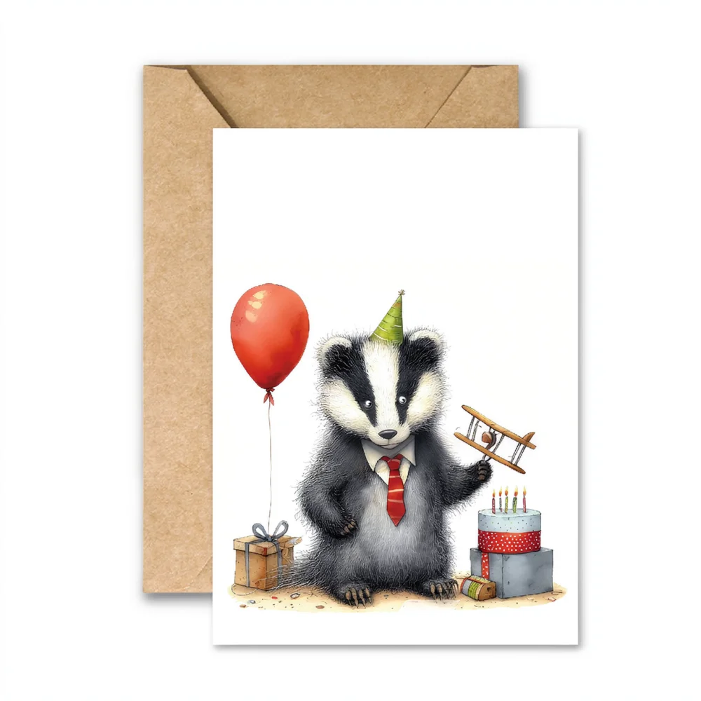 Cute Humorous Animal Birthday Greeting Card Set Creative Graphic Illustration Message Note Paper Stationery For Celebration