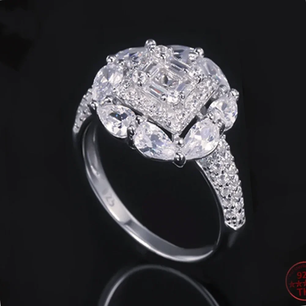 

KOSE Fashion Forever Promise 925 Sterling Silver Zircon Engagement Wedding Women's Cocktail Party Fine Jewelry Gift