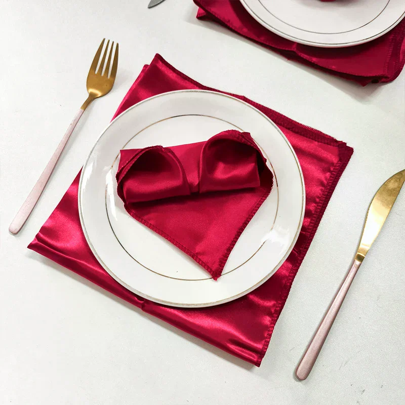 Polyester Serving Fabric Napkin Cloth Table Dinner Plates Linen Handkerchief Towel Set For Hotel Wedding Party Events Decoration