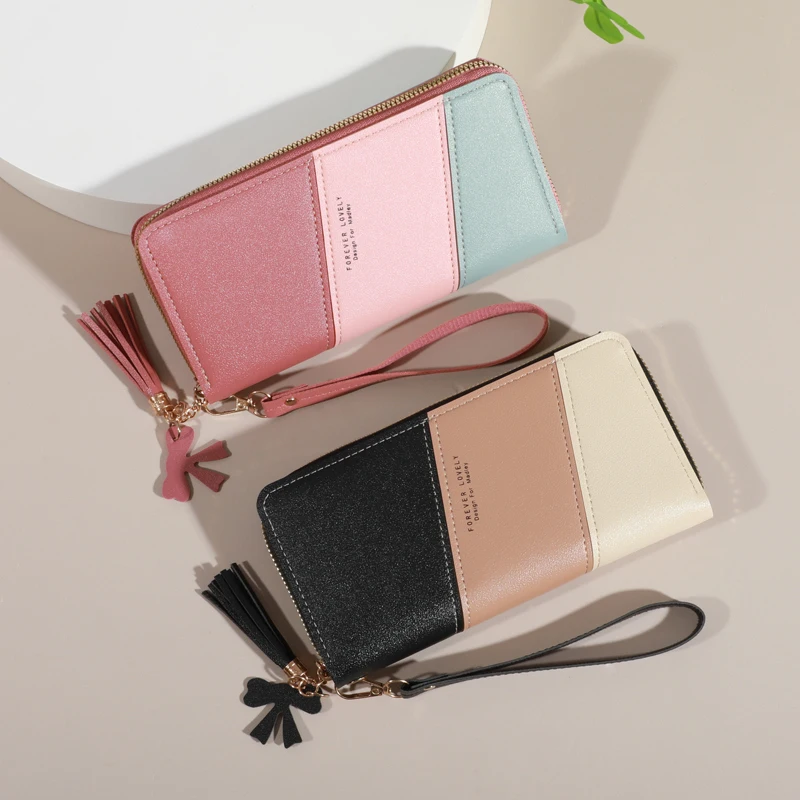 Mode geste ppte lange Brieftasche für Frauen, Reiß verschluss um Clutch Geldbörse, Multi Card Slots Handy tasche