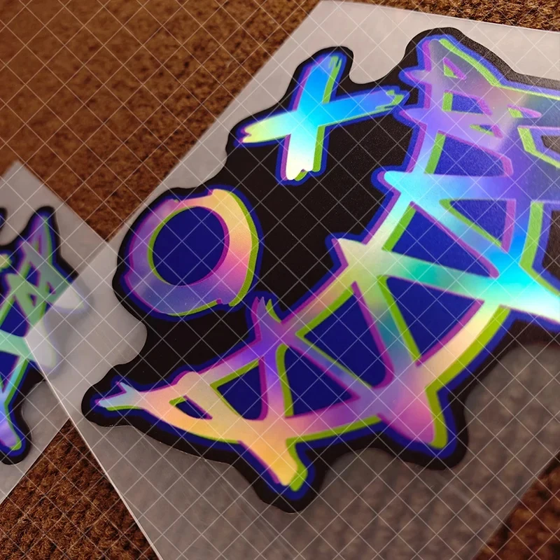 Iridescent Laser Gradient Joker Stitch Mouth Sticker Set, Gothic Horror Style Waterproof Decor Decals