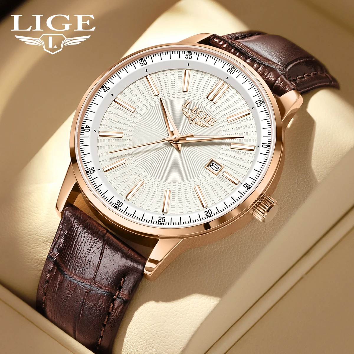 

LIGE 2026 men's watch simple fashion quartz wristwatch business luminous waterproof calendar men sports watches reloj hommes+BOX