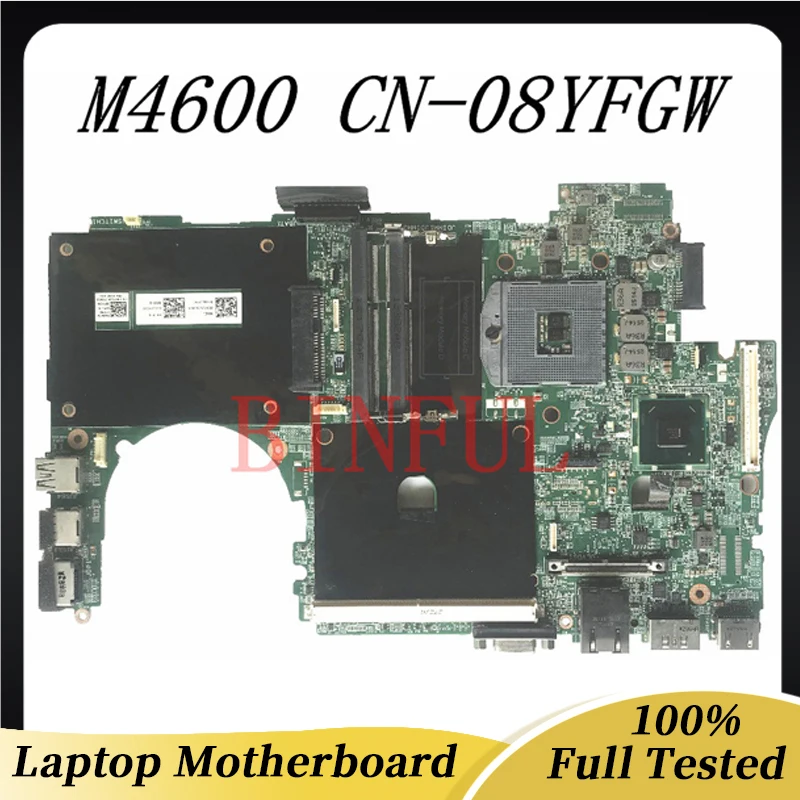 Placa base CN-08YFGW 08YFGW 8YFGW, placa base de alta calidad para ordenador portátil DELL M4600, PGA989, QM67100, funciona por completo