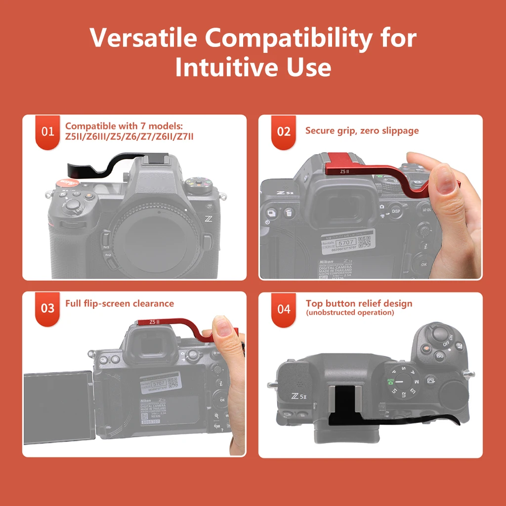 Z5II Metall-Daumengriff Handgriffhalter für Nikon Z5 Z6 Z7 Z5II Z6II Z7II Z6III Kamera-Zubehör Blitzschuhabdeckung – Detail 3