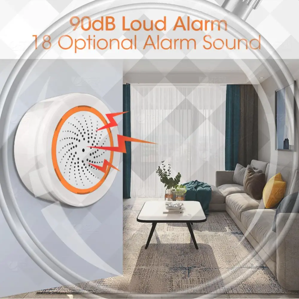 

Умная сирена-сигнализация Tuya Zigbee с датчиком звука и света, управление через приложение, система защиты для дома