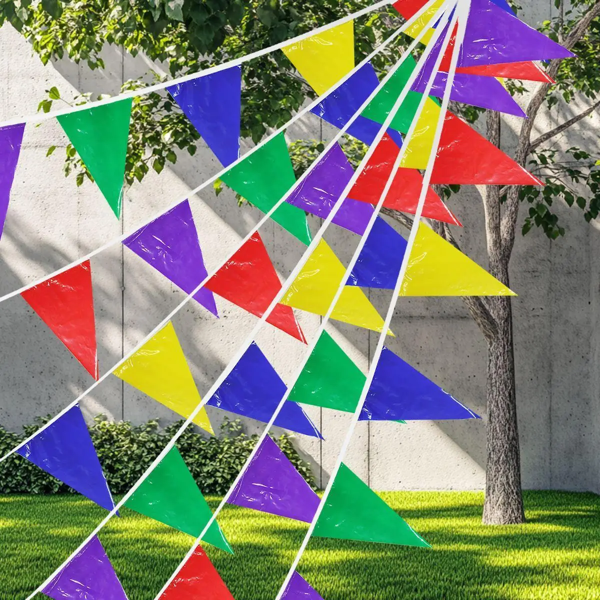 10M 20Flags Pennant Banner String Outdoor Waterproof Party Carnival Glossy Colorful Triangle Flag Decor Graduation Anniversary