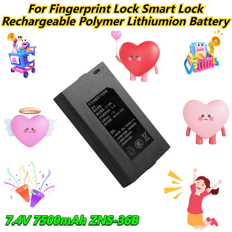 

7.4V 7500mAh ZNS-36B For Fingerprint Lock Smart Lock Rechargeable Polymer Lithiumion Battery
