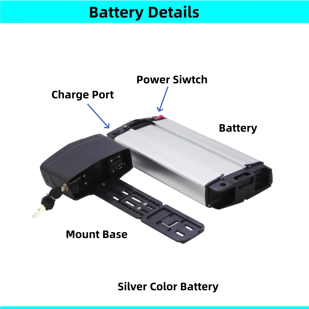 Rear Rack Carrier Li-ion Ebike Battery 36V 10.4Ah 11.6Ah 13Ah 15Ah 20Ah 48V 10Ah 14Ah City Bike Mountain Bike E-bike Battery