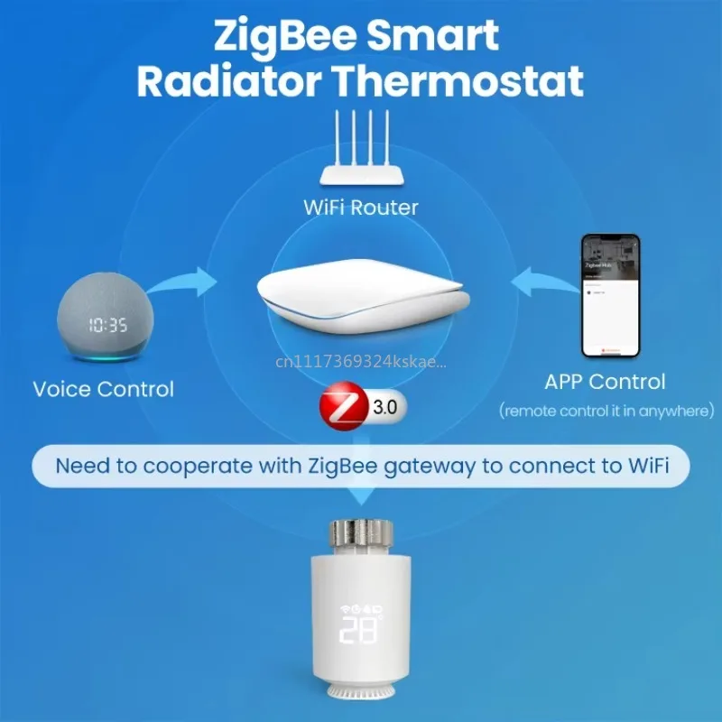 TRV06 Tuya Zigong Intelligent Radiator Thermostatic Valve Vertical Installation Application Control Easy Installation Work