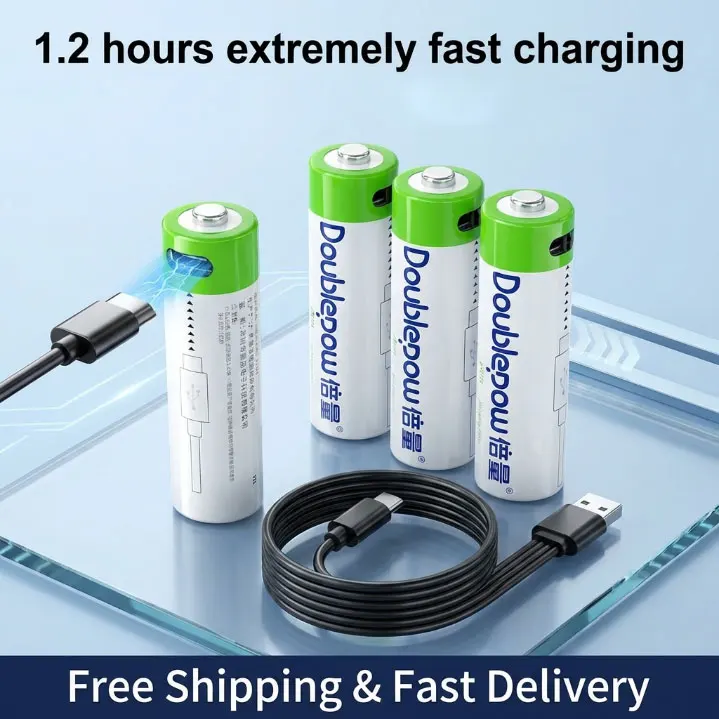 

Type-C USB Rechargeable 3.7V 14500 Lithium Battery 2220mWh AA Size Flashlight Dedicated Battery