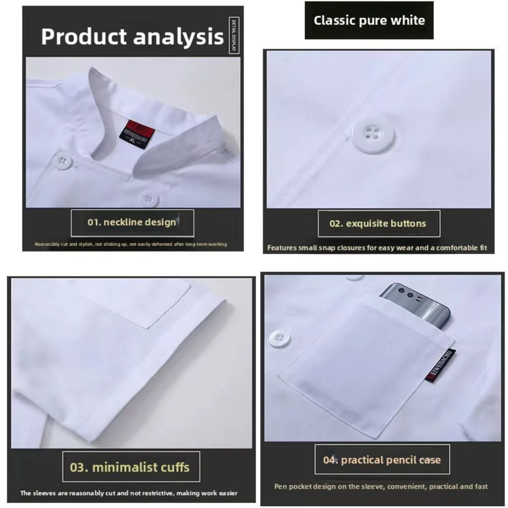 Heren- en dameskokjas - Wit keukenuniform met lange mouwen voor restaurant, hotel en catering