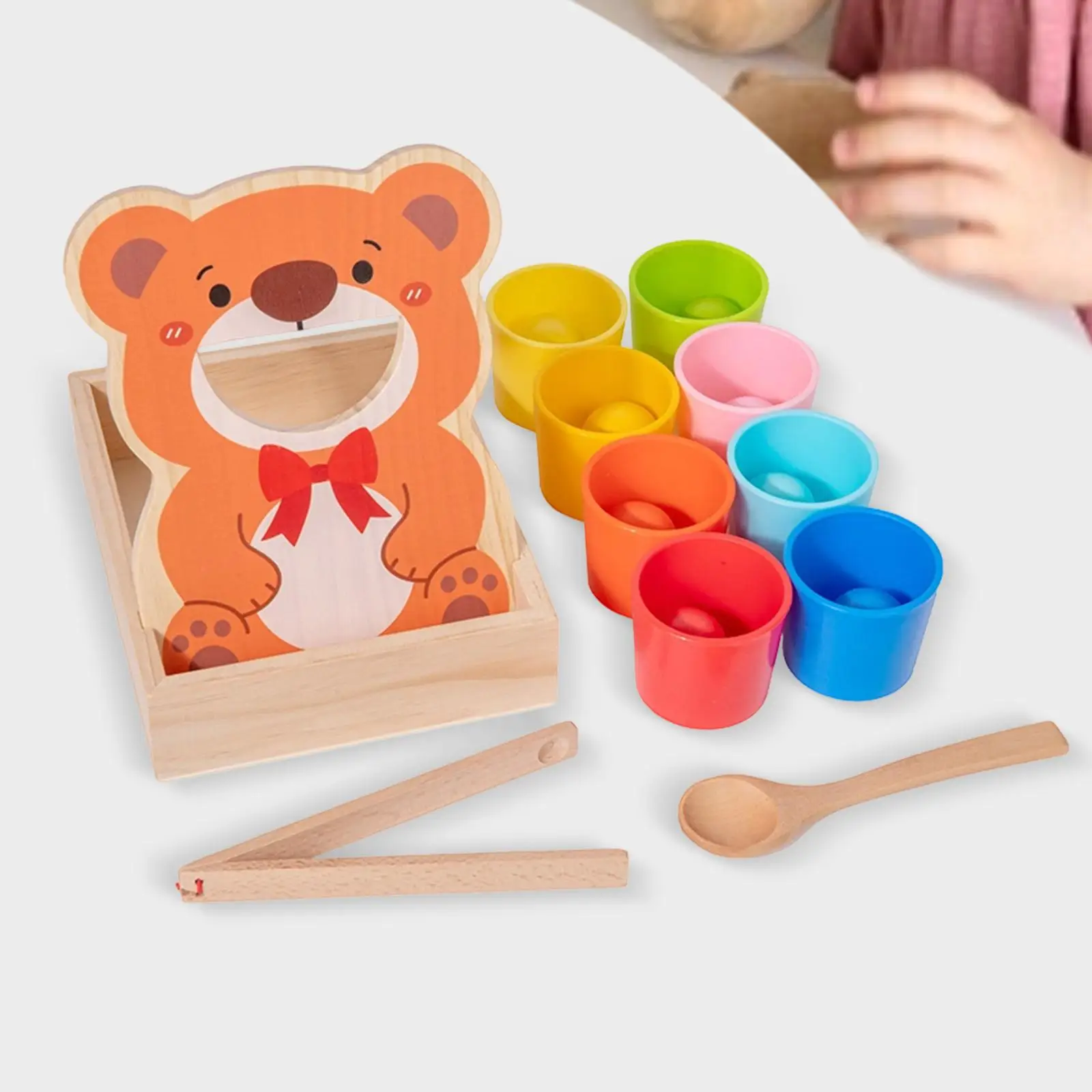 Bolas interativas de arco-íris de madeira em copos combinando e contando brinquedo montessori para jogos de habilidade infantil pré-escolar