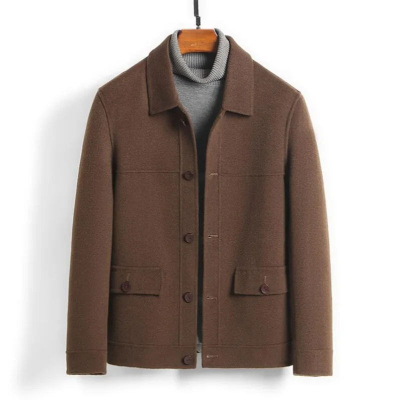 

Men's Jackets Woolen Coat Single-breasted Basic Casual Jackets New Double-sided Men Overcoat Autumn Winter