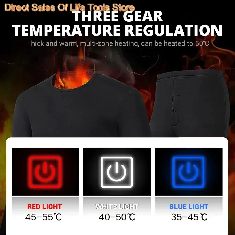 Heated Underwear Winter Thermal Underwear Women Men 28 Areas Heating Jacket Winter Sports Accessories Electric Heated Equipment