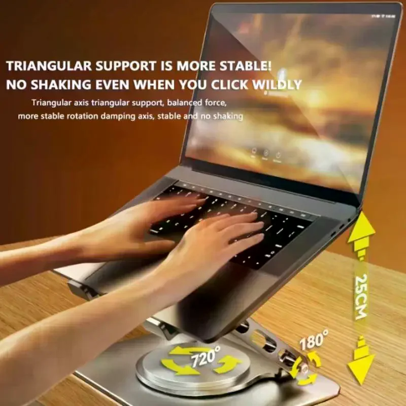 Stand Holder Adjustable Laptop Tablet 360 Rotating Height Metal Portable Lightweight Space Saving