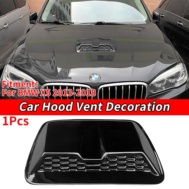 

Car Front Engine Hood Bonnet Vents Hood Air Outlet Trim Cover Auto Exterior Gloss Black Accessories ABS For BMW X5 G05 2013-2018