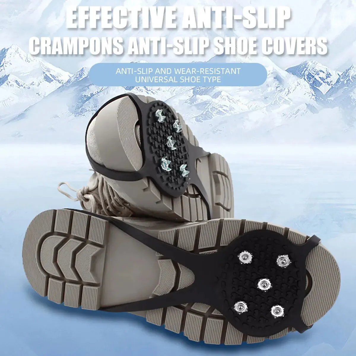5 Teeth Ice Gripper 5 Color For Shoes Women Men Crampons Ice Gripper Spike Grips Cleats For Snow Studs Non-Slip Climbing Hiking - view 5