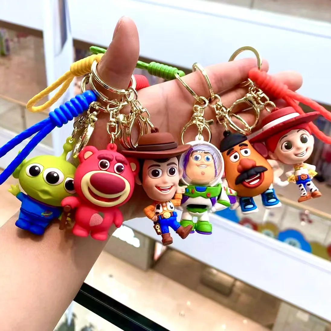 Cartoon Toy Story Keychain Buzz Lightyear Woody Alien Lotso Model Doll Car Key Chain Bag Pendant Accessories Birthday Gift