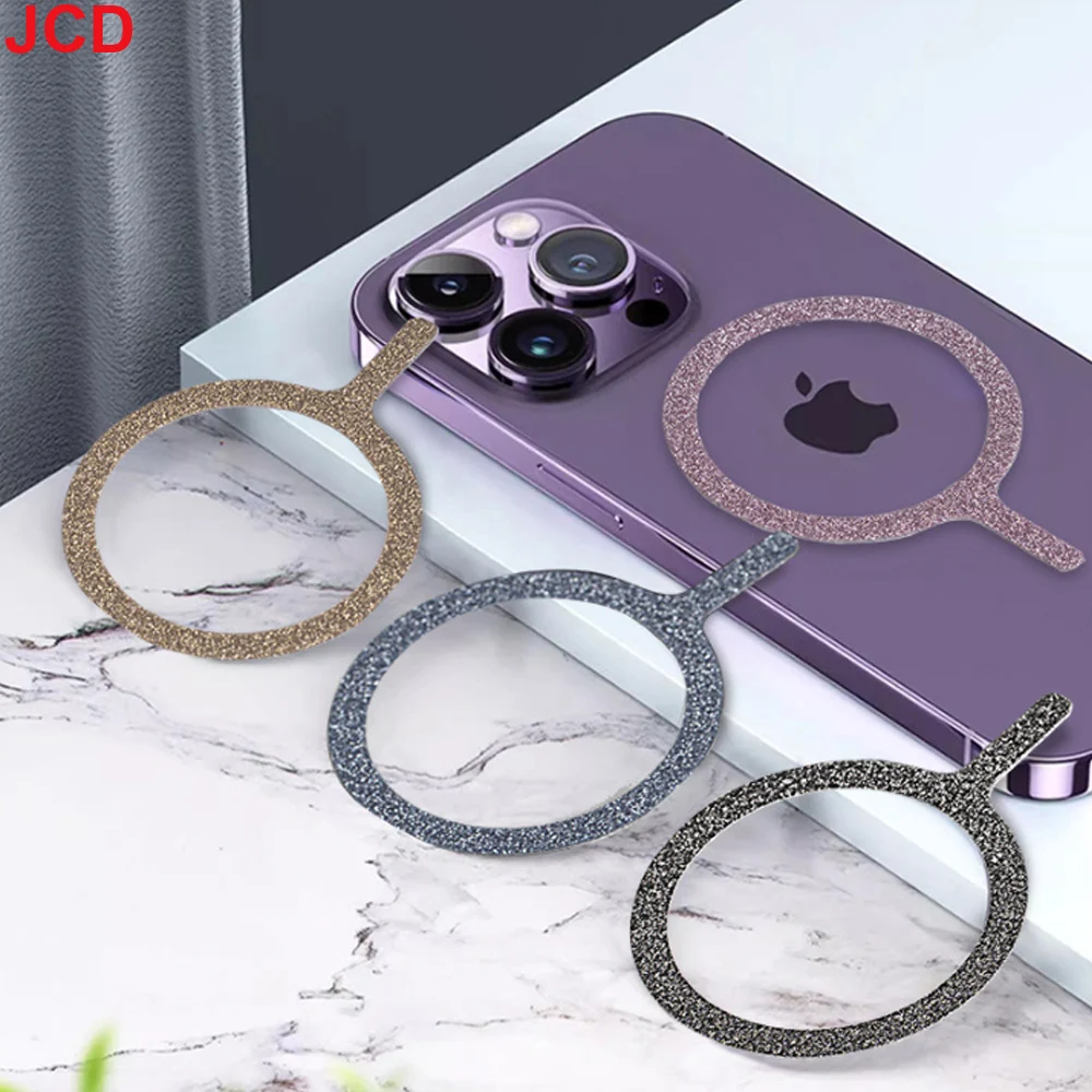 

2pc Self Adhesive Magnetic Metal Ring Patch For iPhone Samsung Xiaomi Huawei For Magsafe Glitter Magnet Plate Phone Holder Sheet