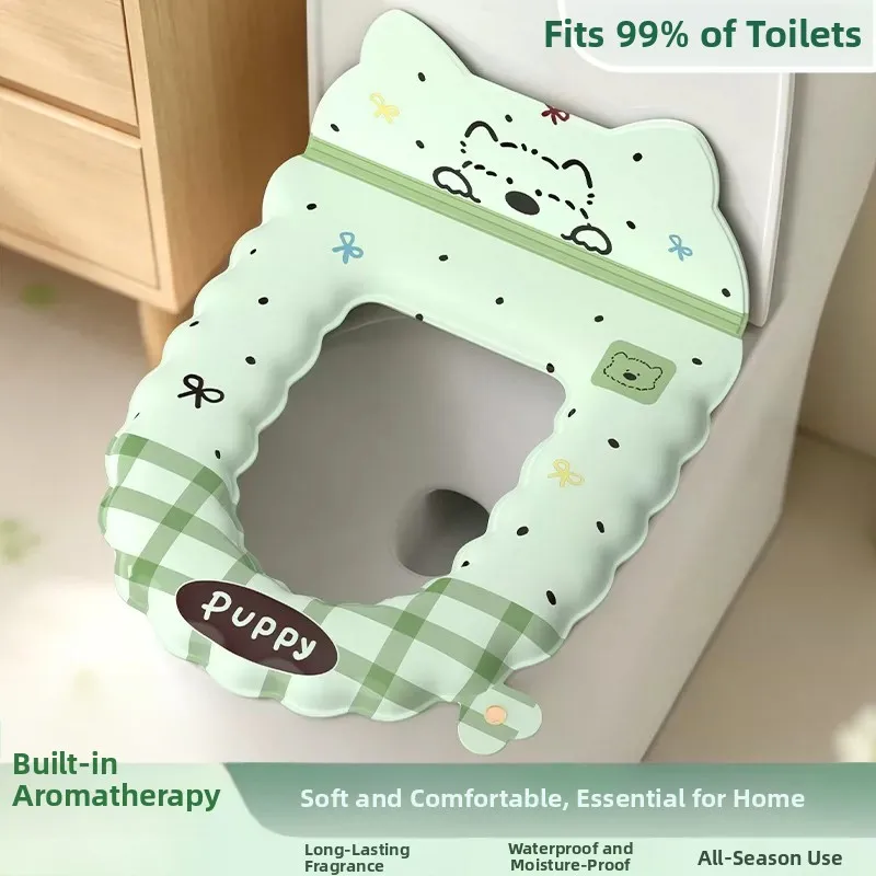 ユニバーサル四季通用トイレシートクッション背もたれ付き家庭用洗濯不要防水浴室粘着芳香リング