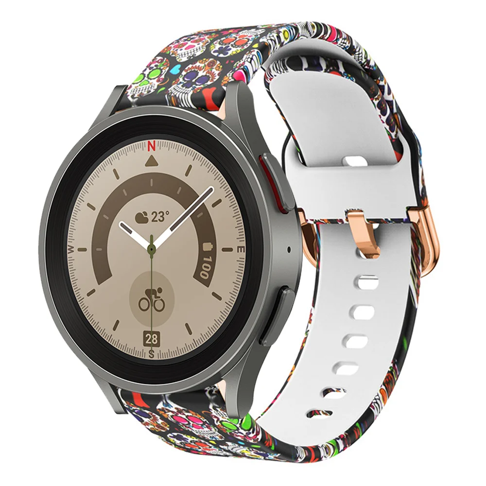 20mm Band For Samsung Galaxy Watch 4 5 44mm 40mm 4 classic accessories Sport Printed silicone bracelet Galaxy 5 pro 45mm strap