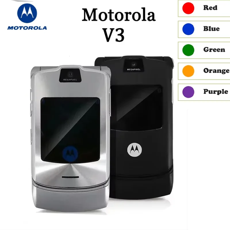 Refurbished MOTOROLA RAZR V3 90% New-Original Unlocked Clamshell Bluetooth Mobile Phone GSM 850/900/1800/1900 Phone Good Quality