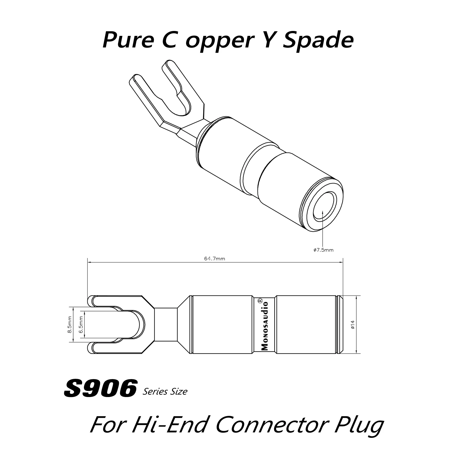 Imagem -03 - Monosaudio S906 Cobre Puro Ouro Ródio Alto-falante y pá Conector Amp Garfo Alto-falante Plug Áudio de Alta Fidelidade Faça Você Mesmo Parafuso Bloqueio Peças