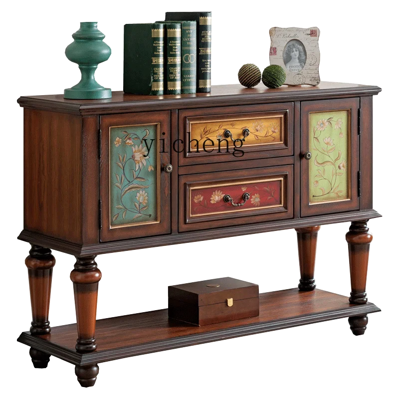 YY American Style Hallway Console Wall Retro European Style Living Room Partition Dining Side Cabinet