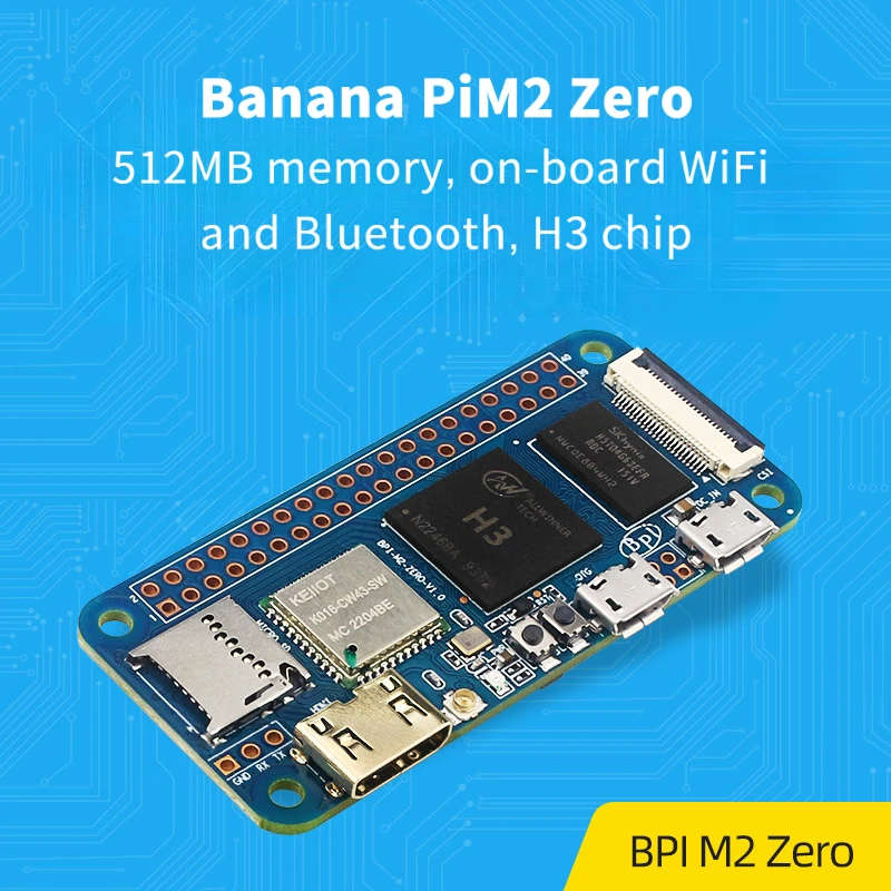 

Banana Pi BPI-M2 Zero Development Board Quad-core 512MB Allwinner H3 chip On-board wifi and Bluetooth