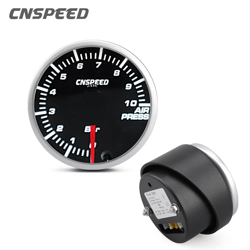 

CNSPEED 2 Inch 52Mm Car 12V Air Pressure Gauge 0-10 Bar LED 10-Color Air Pressure Gauge Auto Car Gauge/Car Meter