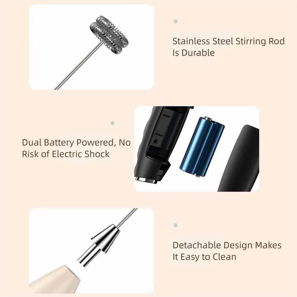 High Quality Handheld Electric Milk Frother 3 Speed Multifunctional Whisk Mixer Stirrer Portable Egg Beater Kitchen Whisk Tools