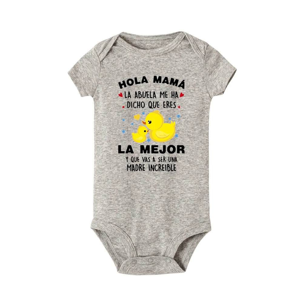 Hello Mom  You Are Going To Be An Incredible Mother Printed Baby Romper Cute Infant Summer Clothes Newborn Short Sleeve Bodysuit