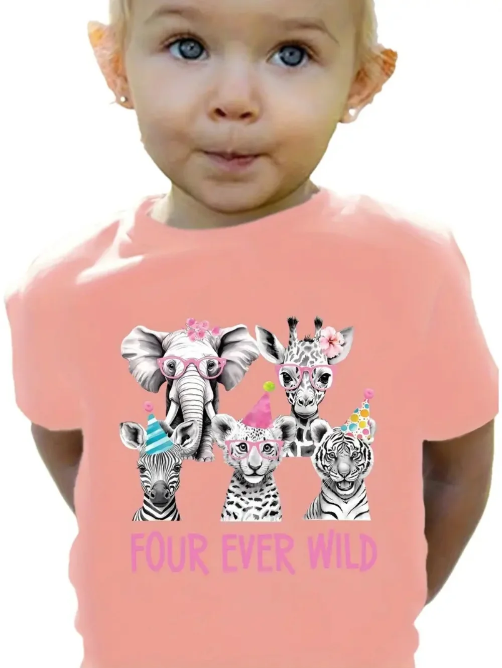 Protect Animals Girl Clothes Cute Elephant Pattern Summer Short Sleeve Casual 3D Print Children's Top Outdoor Loose Kids Clothes
