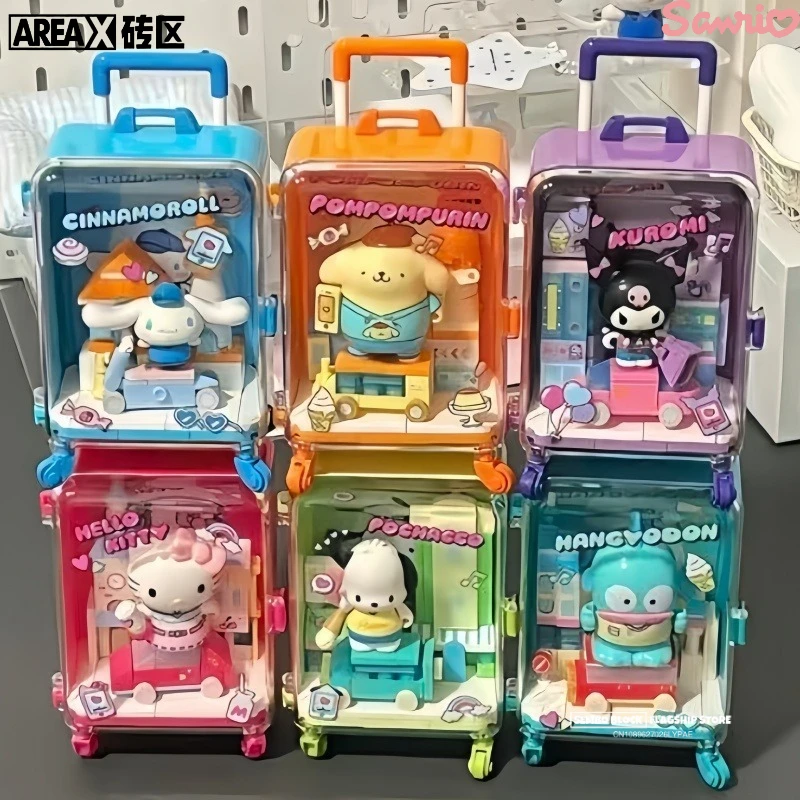 

AREAX Sanrio Hello Kitty Suitcase Assembled Building Blocks Toy Cinnamon Dog Desktop Decoration Children's Holiday Gift