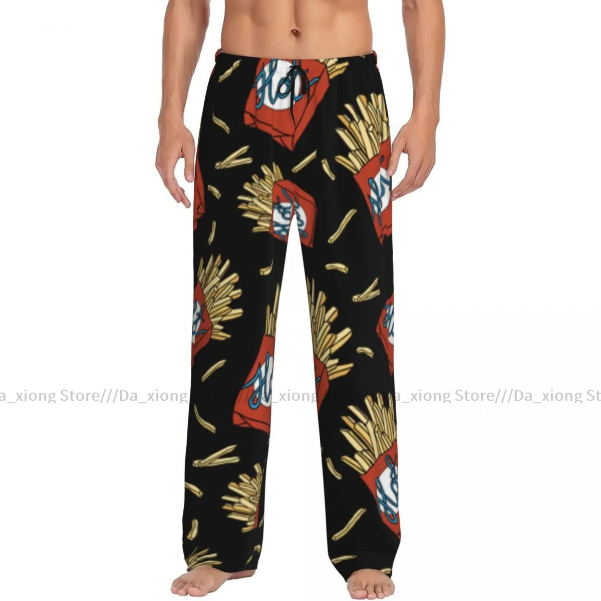 Hand Drawn Fast Food Pattern Mens Pajamas Pyjamas Pants Lounge Pants Sleep Bottoms