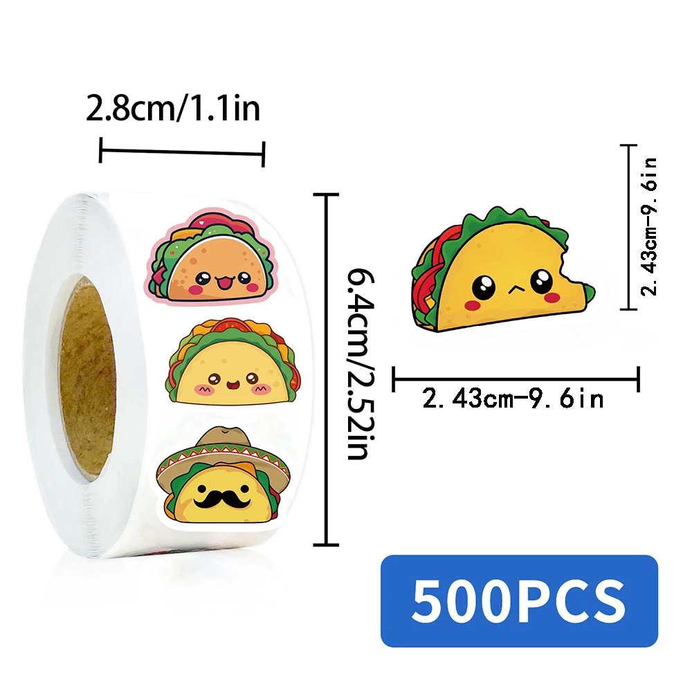 500 SZTUK Naklejek Taco Roll Nostalgia Harajuku Streetwear Scrapbooking Kawa Telefon Casual Skateboard Moda Estetyczne Naklejki