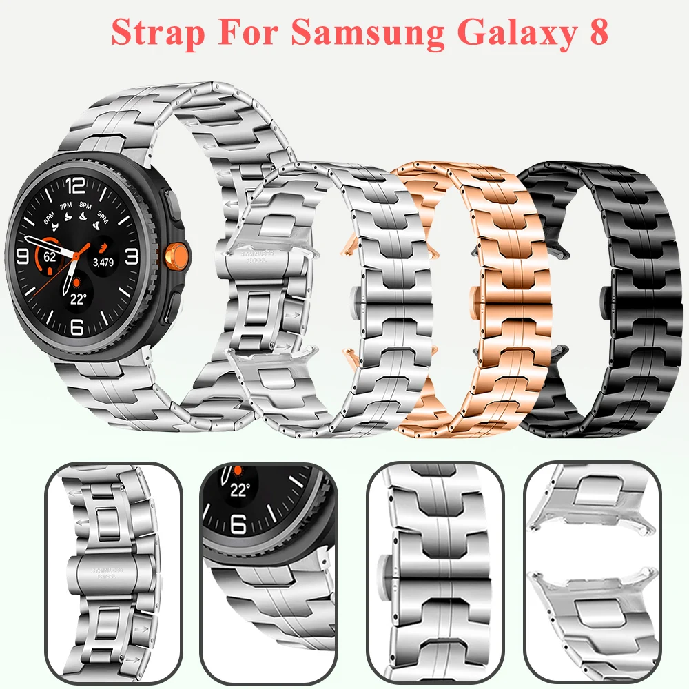 حزام لساعة سامسونج جالاكسي 8 سوار معصم بديل من الفولاذ المقاوم للصدأ لهاتف جالاكسي 8 40 44 ملم/إكسسوارات حزام كلاسيكية للرجال والنساء