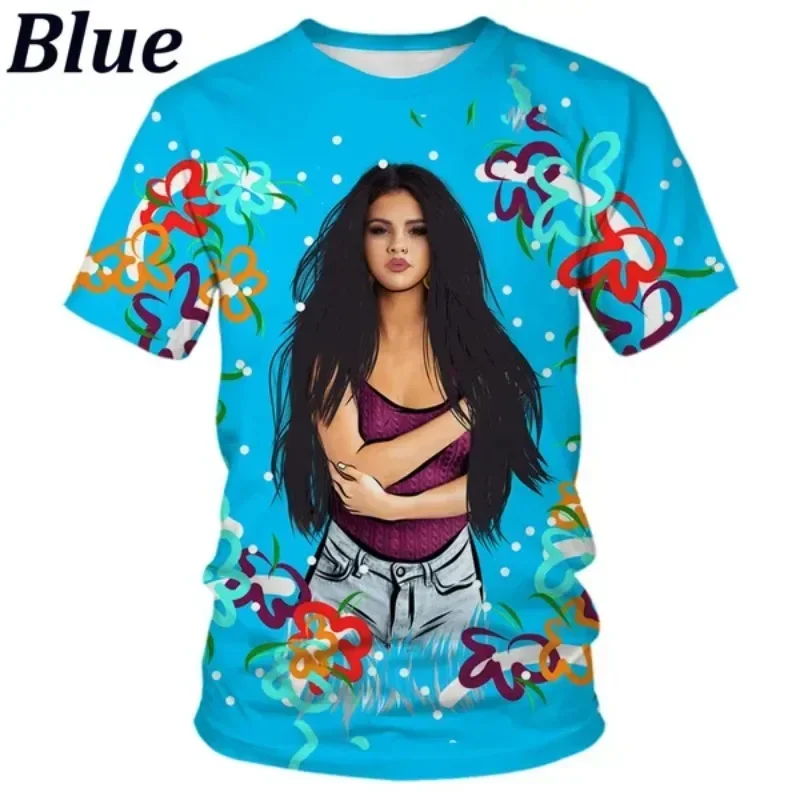 Selena Gomez 3D Print T-shirt Men's and Women's Comfortable Oversized T Shirt Harajuku Street Round Neck Short Sleeve Tops