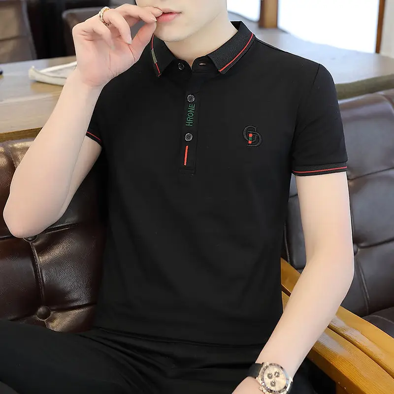 Fashion Lapel Solid Color Casual Polo Shirts Men\'s Clothing 2023 Summer New Oversized All-match Pullovers Tops Loose T-Shirt