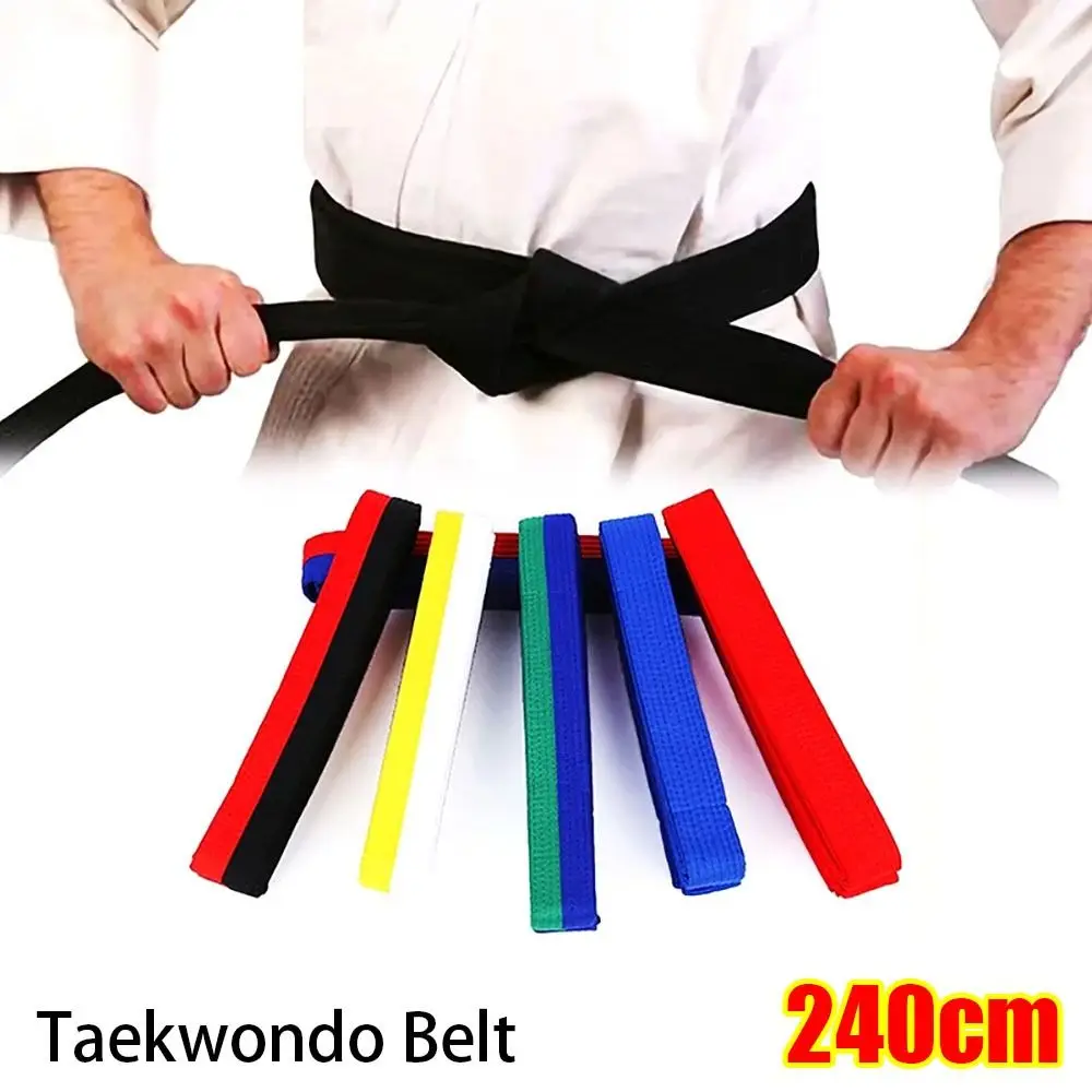 1Pcs TKD Aikido Uniform Taekwondo Belt Polyester Cotton 240cm Judo Karate Ranking Waistband Easy Fasten Colored