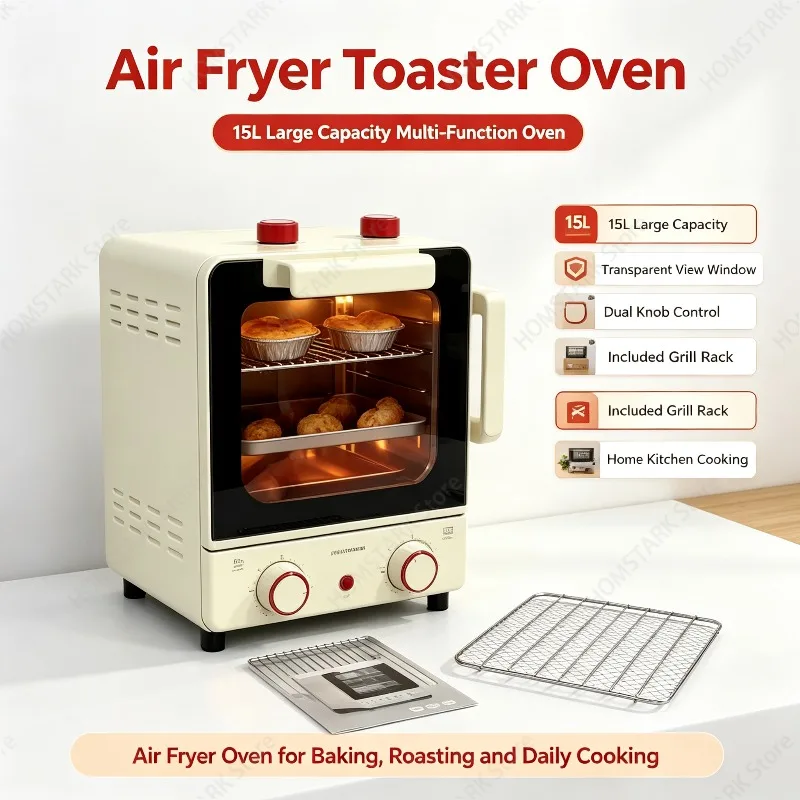 New Smart Visible Air Fryer Oven, Multi‑Function Roaster, Household Cooking Appliance For Daily Meal Prep Home Kitchen Supply
