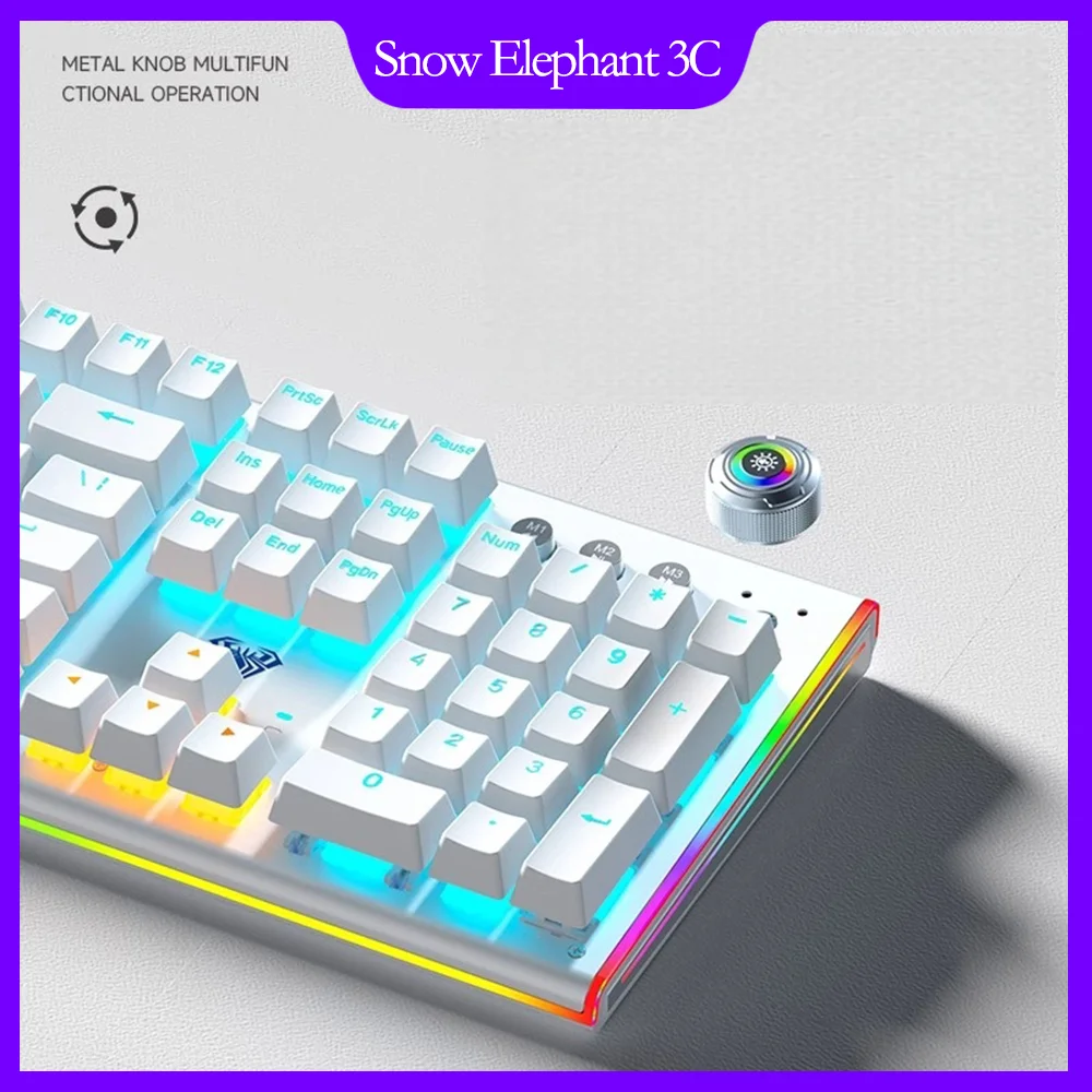 AULA F3020 Mechanical Keyboard 108 Keys RGB Wired Side-printed Full-size Hot-swappable Gaming Office Blue Switch Metal knob