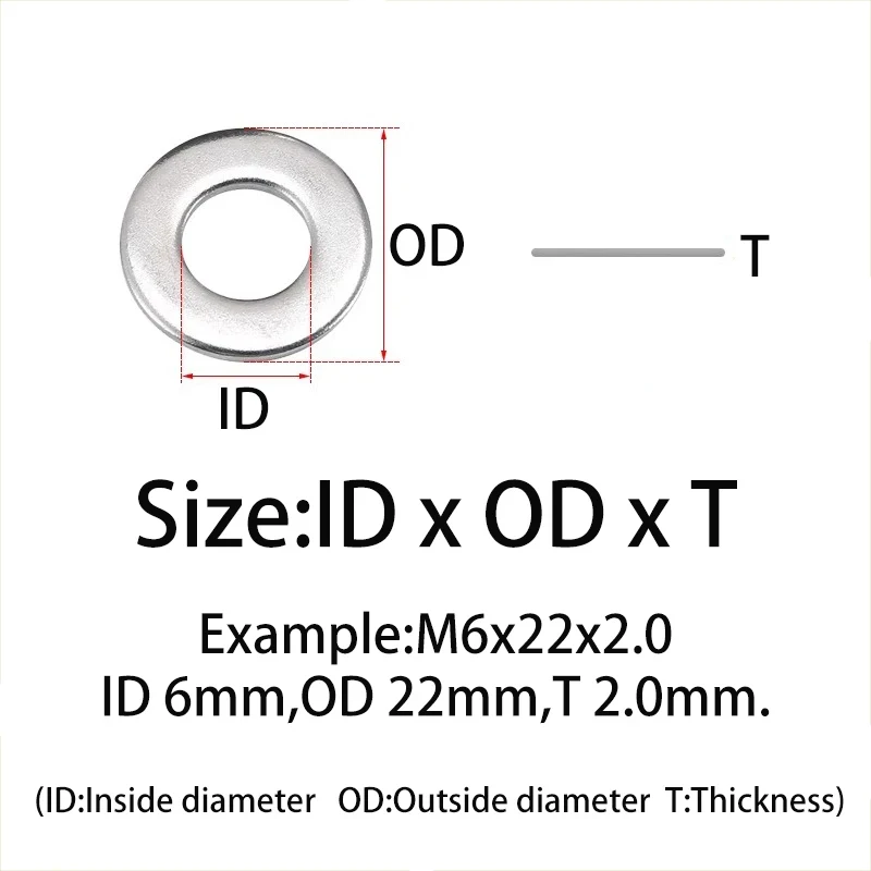 0.3 To 8mm Thick 316 Stainless Steel Flat Washer M1.6 To M24 Large Metal Plain Gasket Meson Spacer Washer