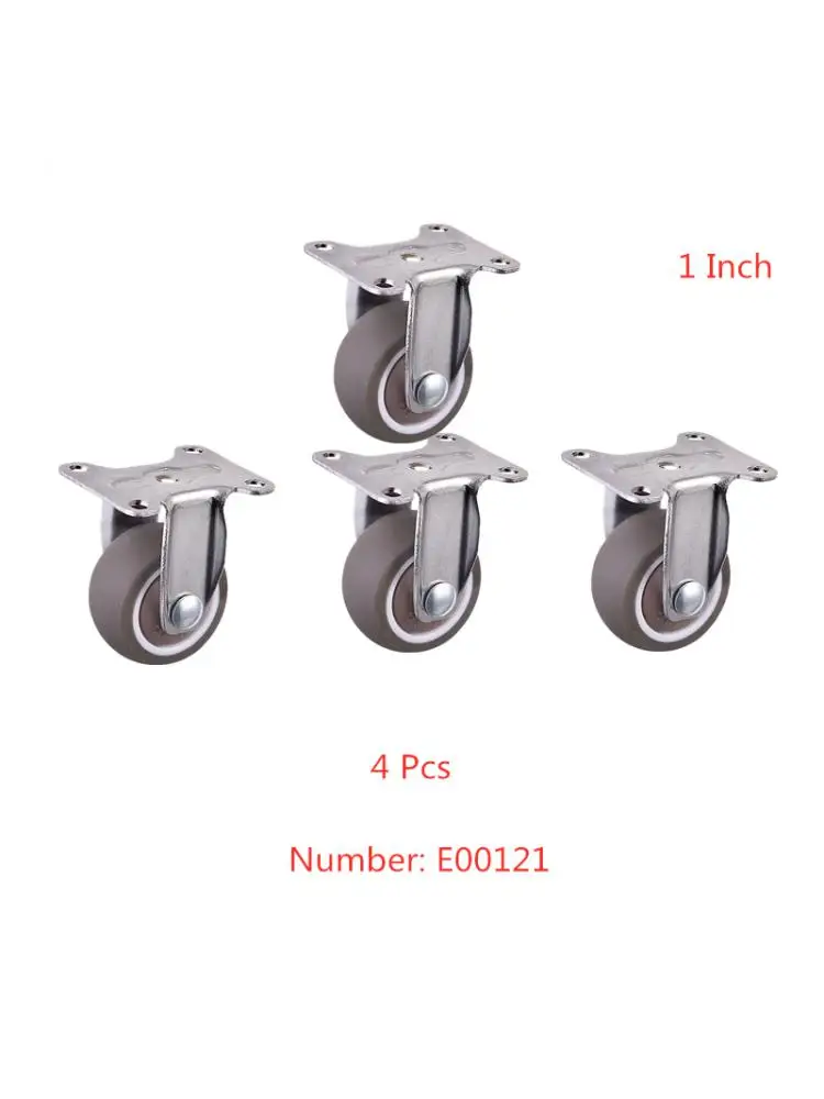 

4 Pcs/Lot Casters 1 Inch Chrome Plated Tpe Directional Wheel Bearing, Mute Wear-Resistant Rubber