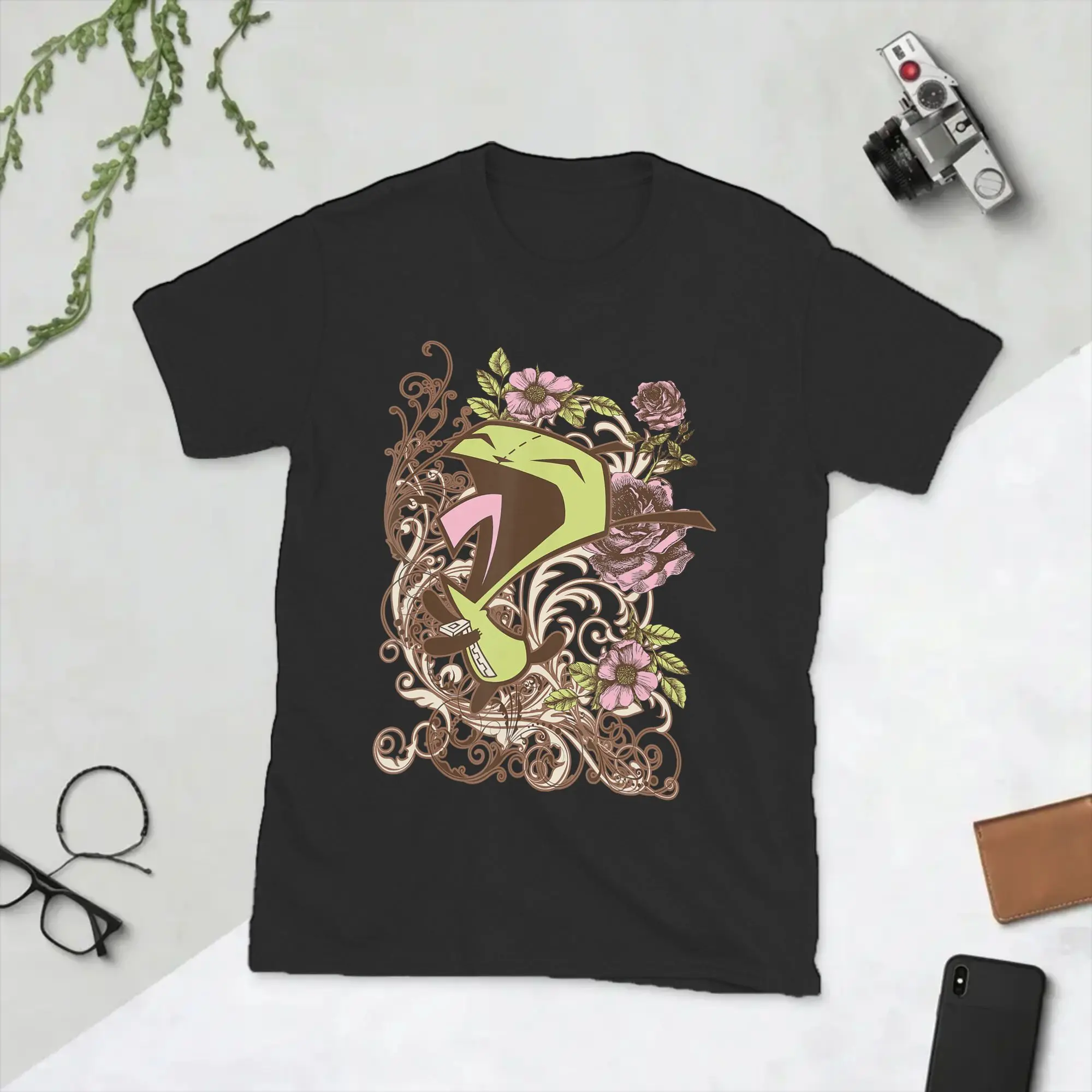 Men Invaders Zim Gir Screaming Floral T Shirts  Cotton Clothes Humorous Short Sleeve Round Collar Tee Shirt 4XL 5XL T-Shirts