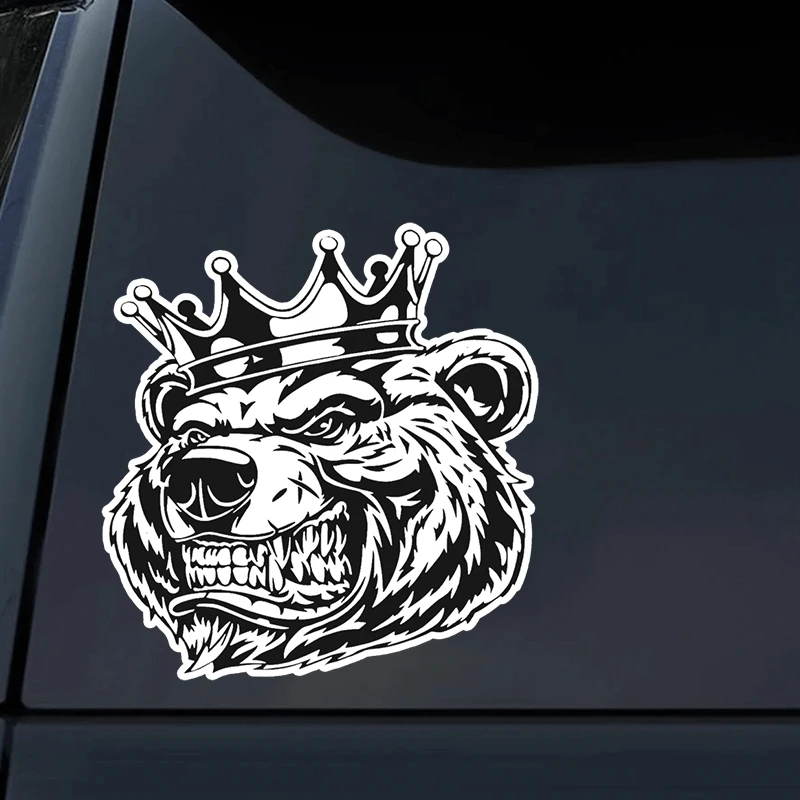 21909# Creative Car Sticker Bear in Crown Bumper Windshield Auto Decal Decoration Exquisite Waterproof