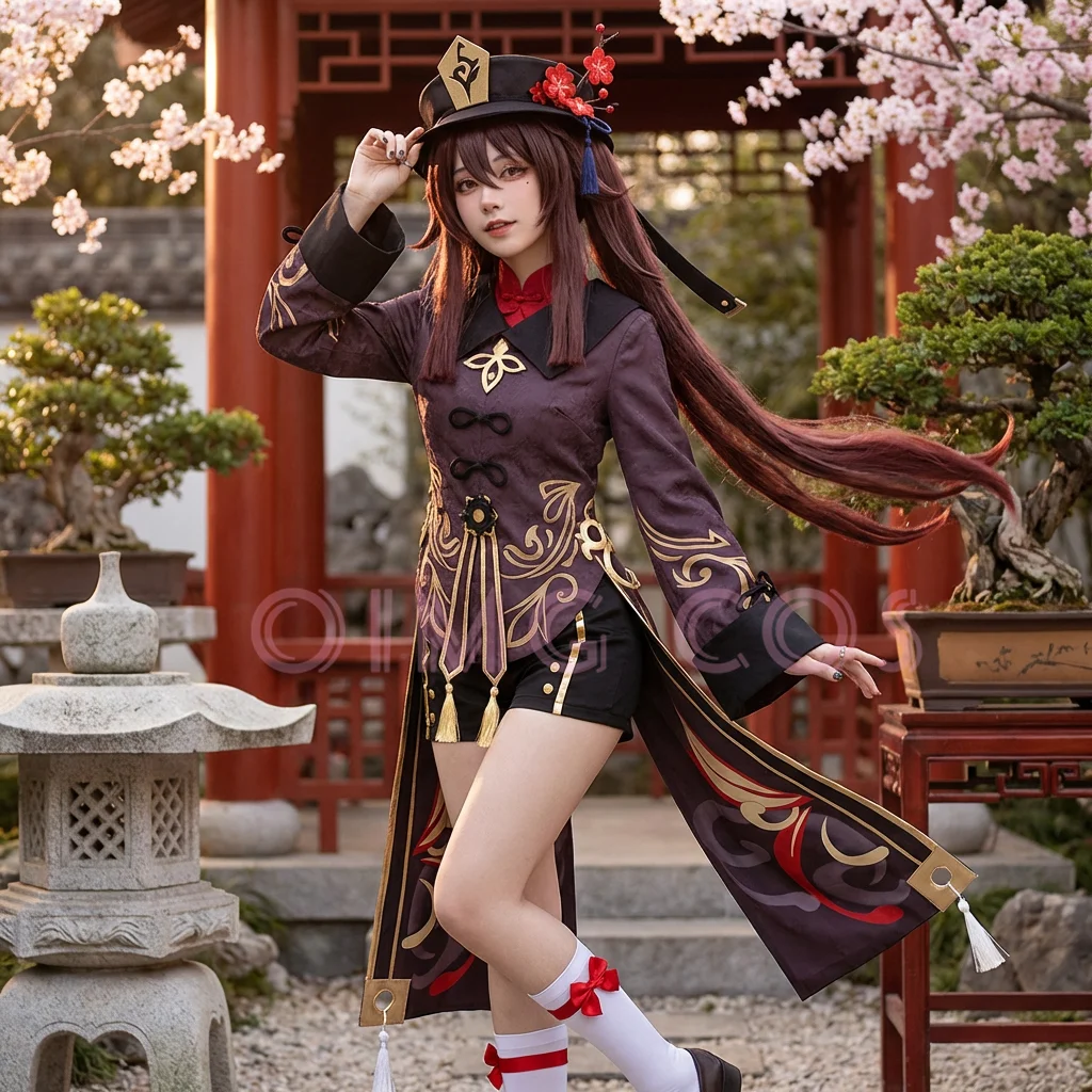 Genshin Impact Hutao Cosplay Kostüm Schuhe Uniform Chinesische Halloween-Kostüme Spiel Hu Tao