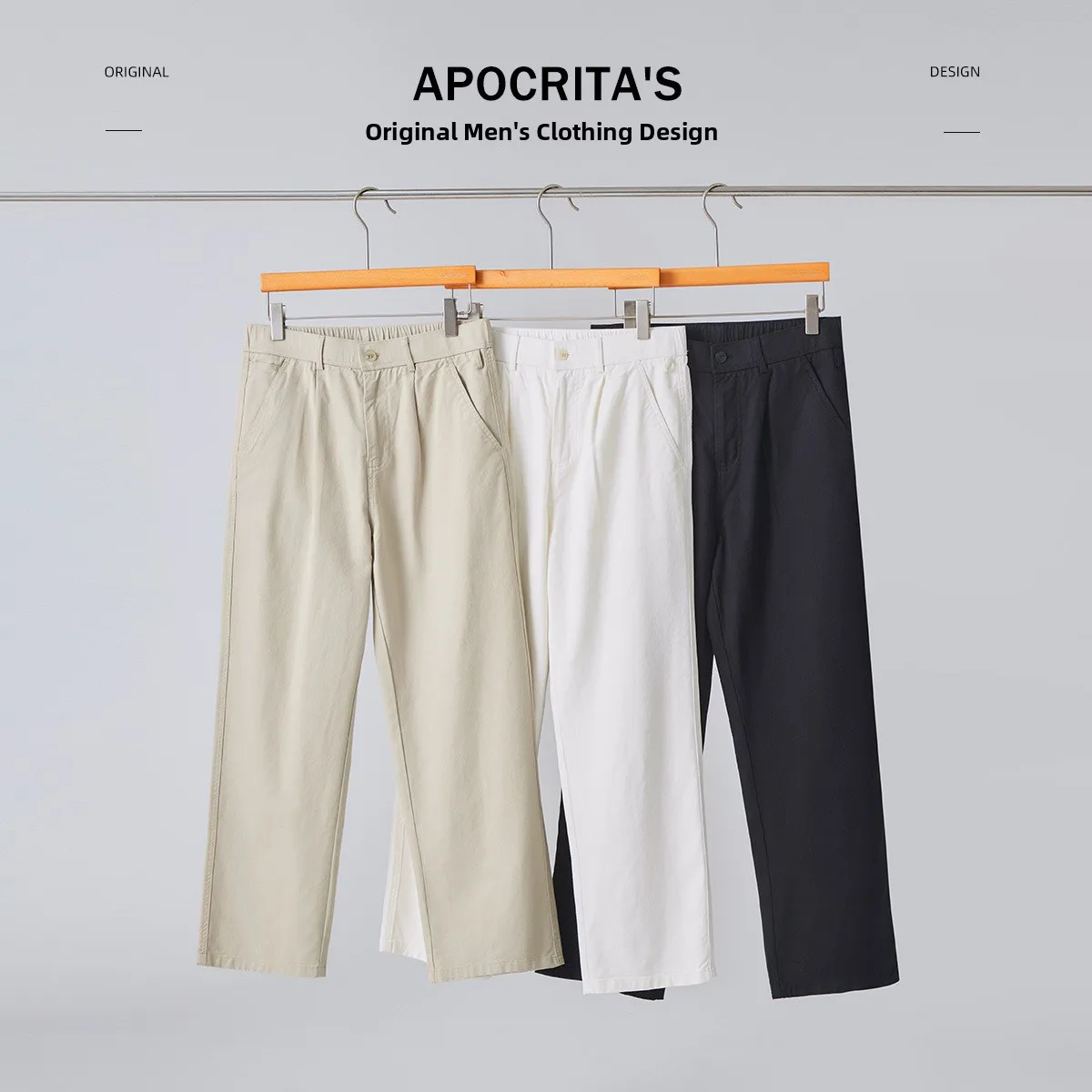 

Men's Casual Thickened Straight Leg Composite Pants Loose Fit Autumn Winter Fashionable White Long Trousers Cotton Blend